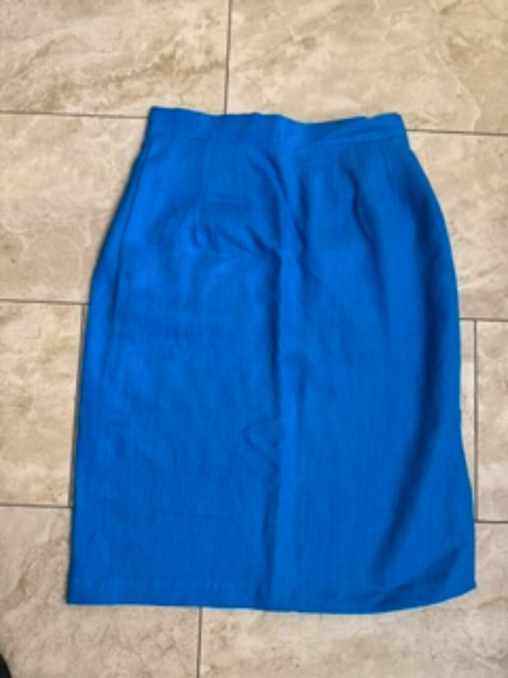 Solid Blue Polyester Contemporary Skirt